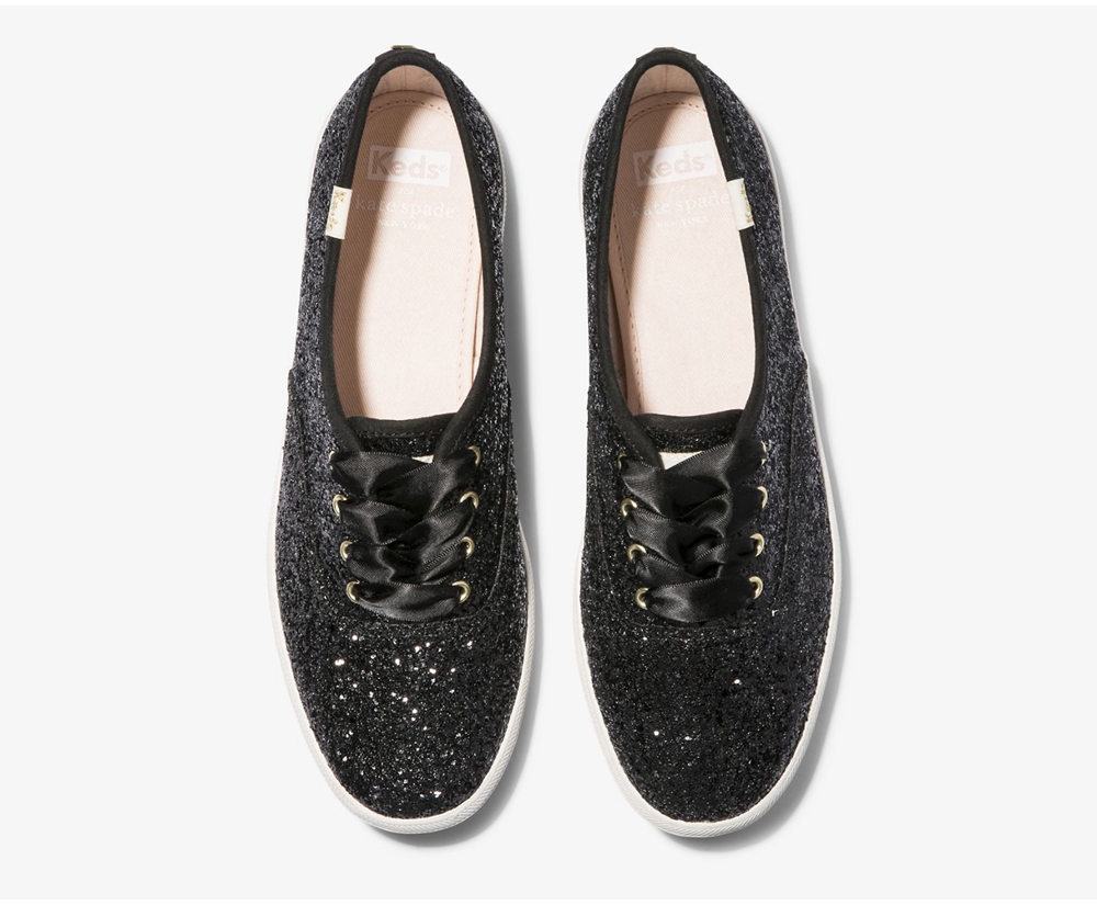 Zapatillas Keds Mujer Negras - Kate Spade New York Champion Glitter - 264-IXKGDW